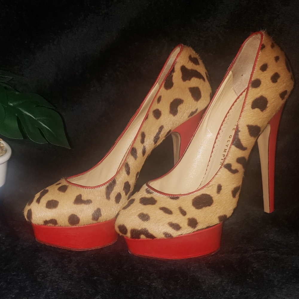 Charlotte Olympia Leopard/Red Polly Leopard-print